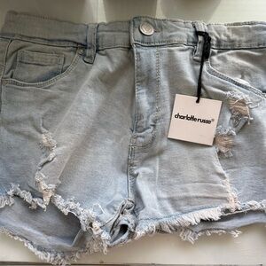 Charlotte Russe Blue Distressed Jean Shorts